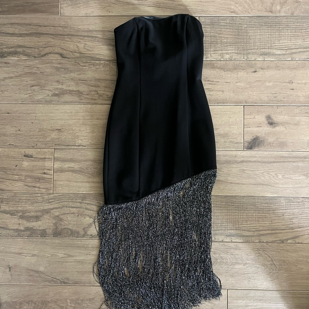 Superdown Black Strapless Fringe Dress - Picture 6 of 8